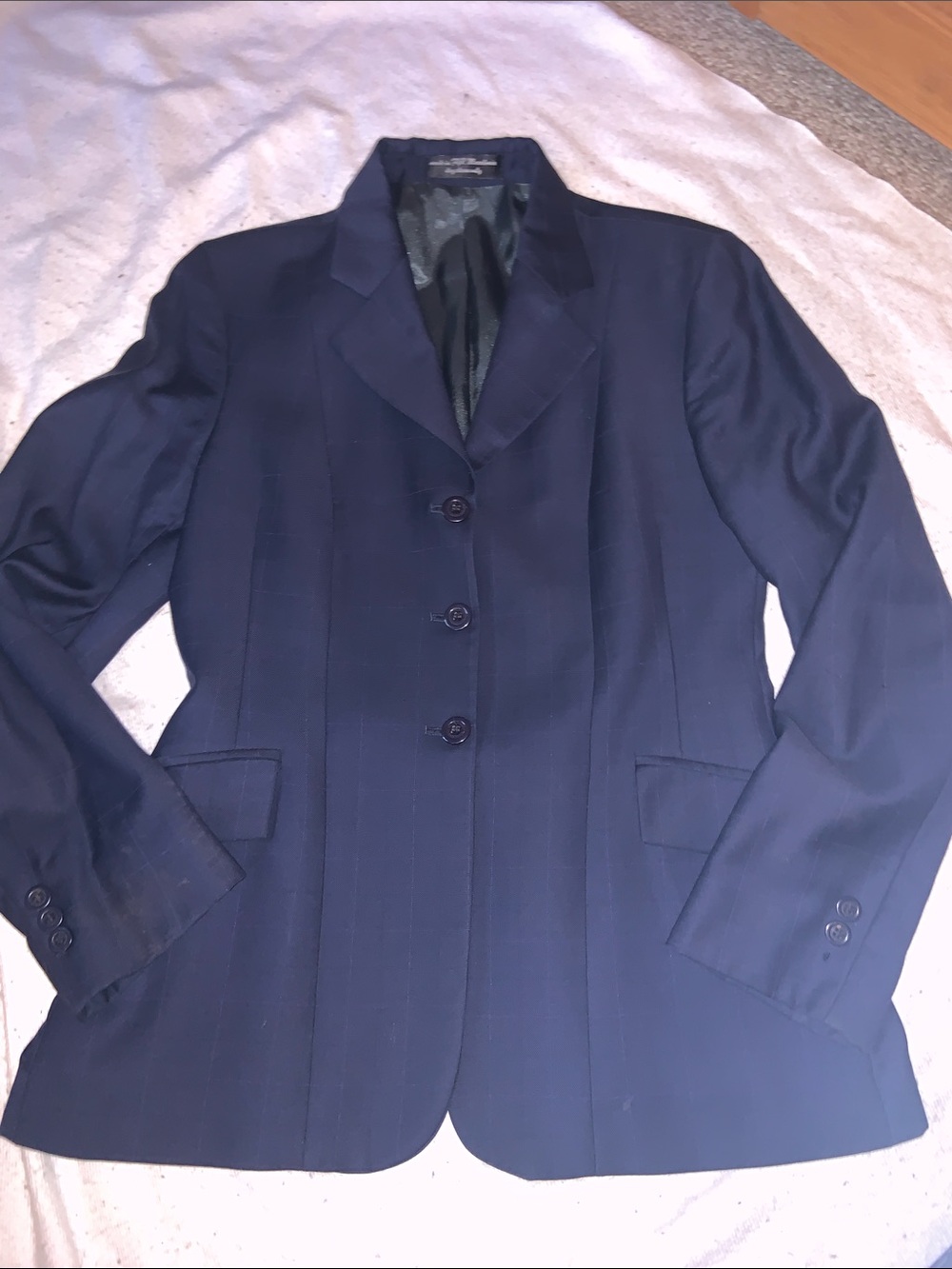 Horse Country RJ Classics wool navy plaid hunt coat riding show jacket